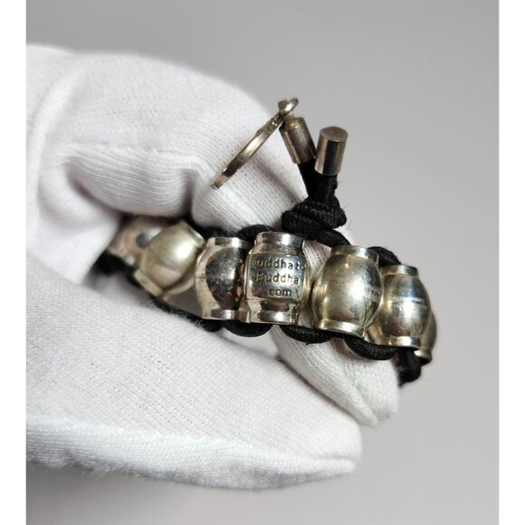 Buddha To Buddha Sterling Silver Bead Bracelet With Black Cord & Logo Charm Adju - Picture 3 of 8